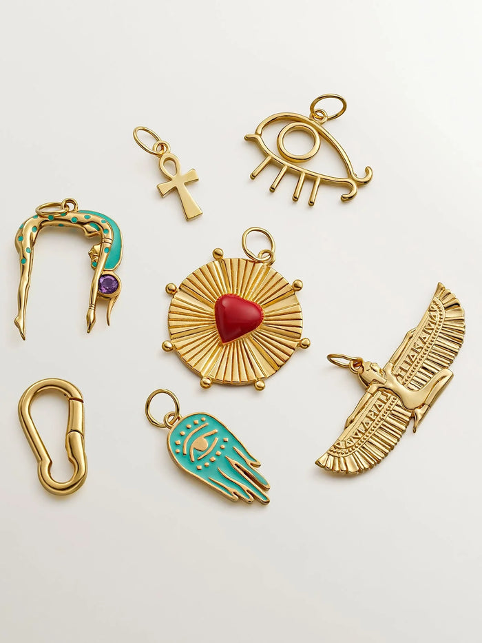 Charm mosquetón de plata 925 bañada en oro amarillo de 18K