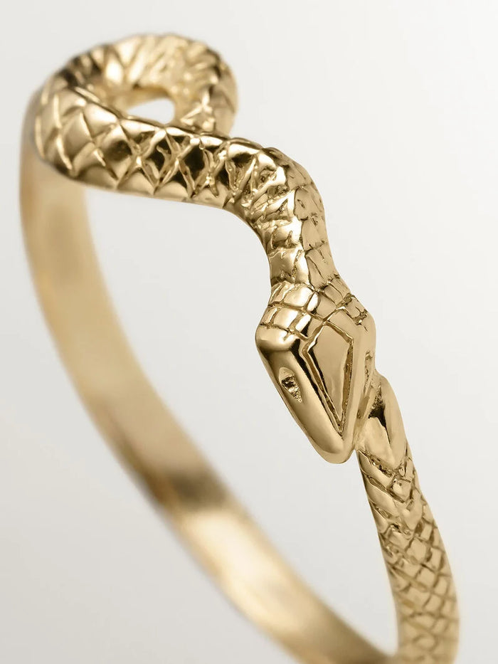 Anillo serpiente relieve plata recubierta oro