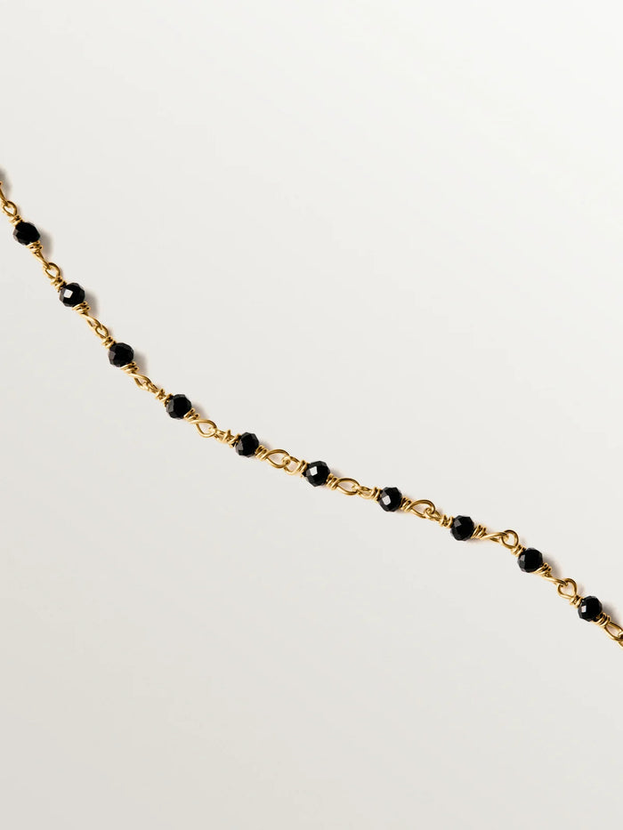 Cadena de plata 925 bañada en oro amarillo 18K con espinelas negras