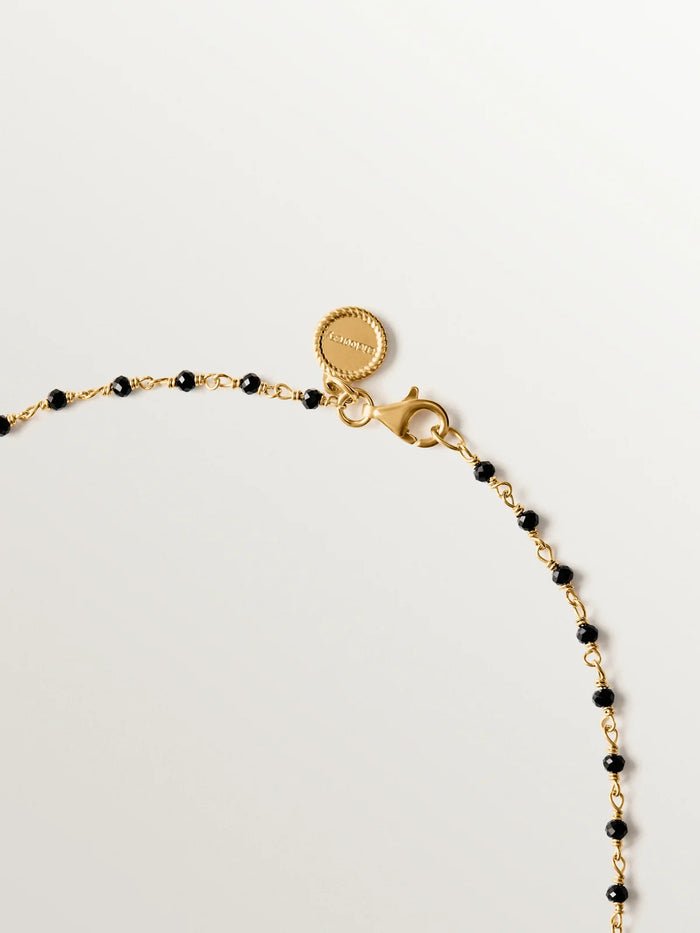Cadena de plata 925 bañada en oro amarillo 18K con espinelas negras