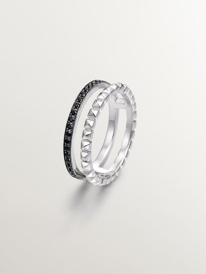 Anillo doble relieve espinelas plata  