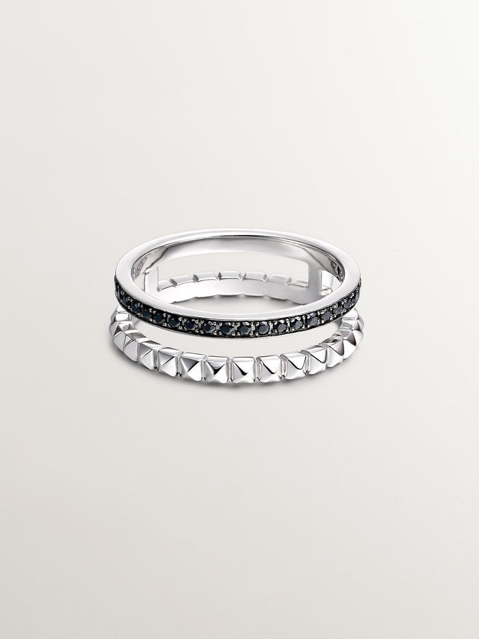 Anillo doble relieve espinelas plata  