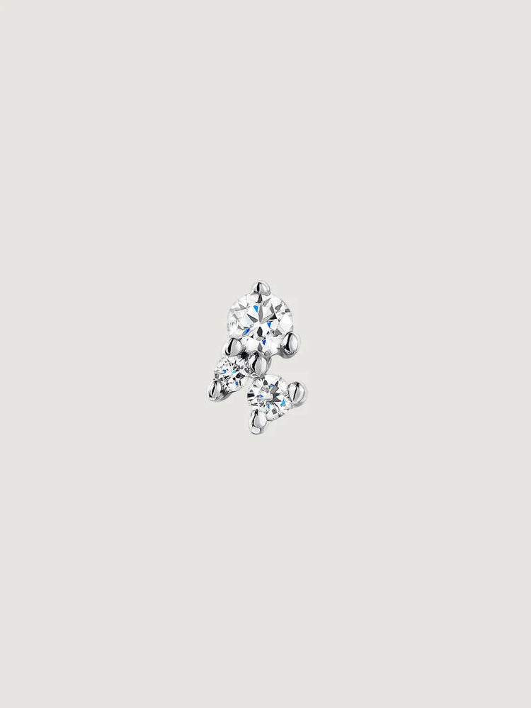 Pendiente tresillo diamantes 0,033 cts oro blanco 9 kt 