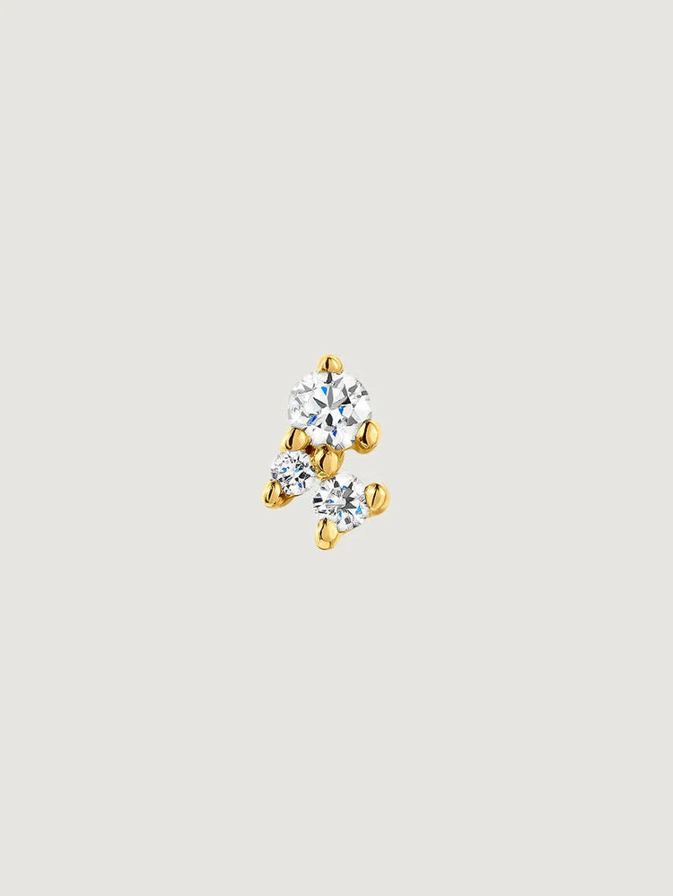 Pendiente tresillo diamantes 0,033 cts oro 9 kt 
