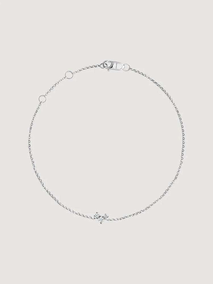 Pulsera tresillo diamantes 0,04 cts oro blanco 9 kt 