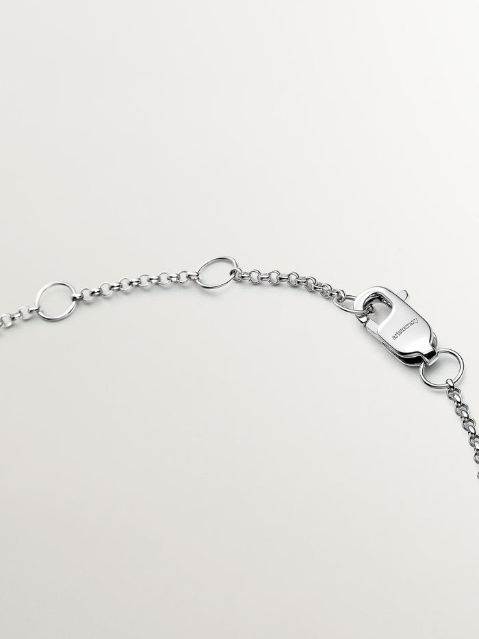 Pulsera de eslabones rolo de oro blanco de 9K con 3 diamantes