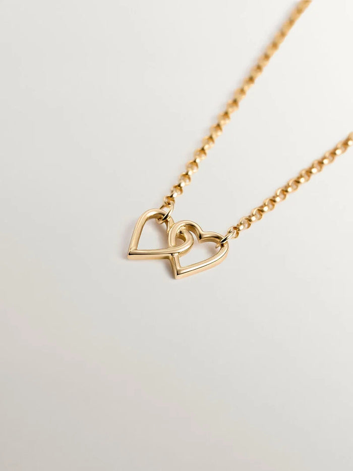 Pulsera corazones unidos oro 9 kt