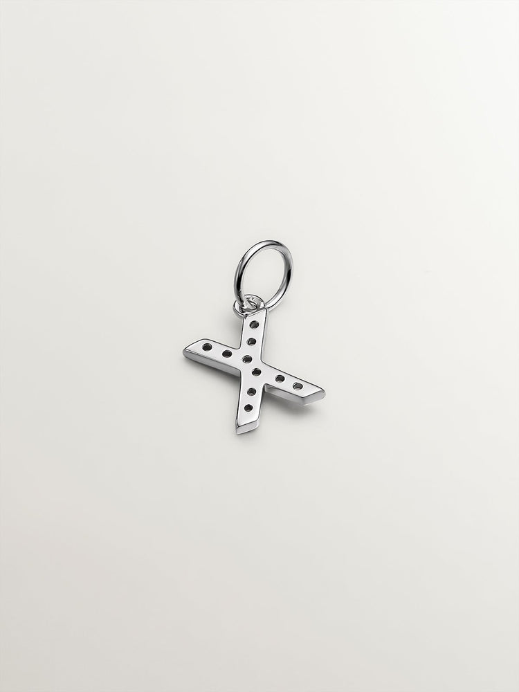 Charm de plata 925 y topacios blancos inicial X
