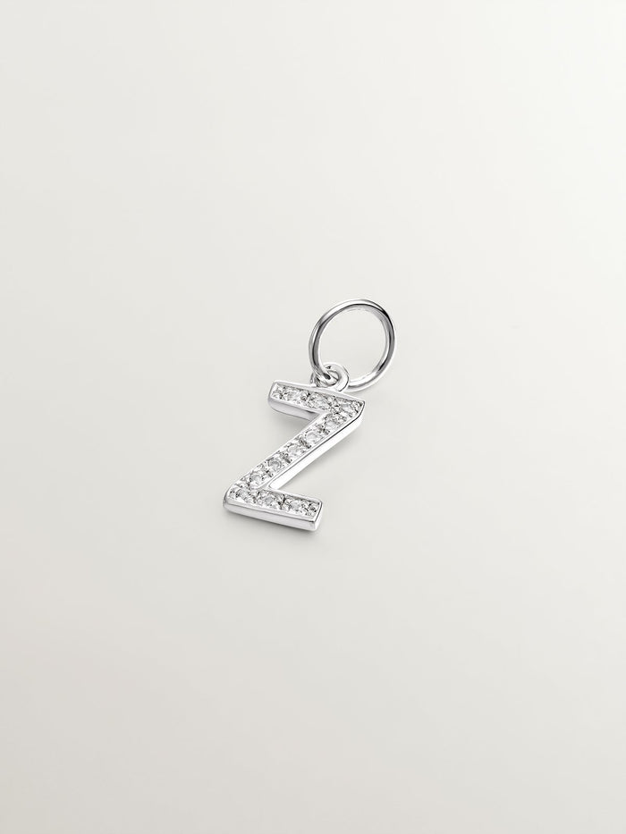 Charm de plata 925 y topacios blancos inicial Z