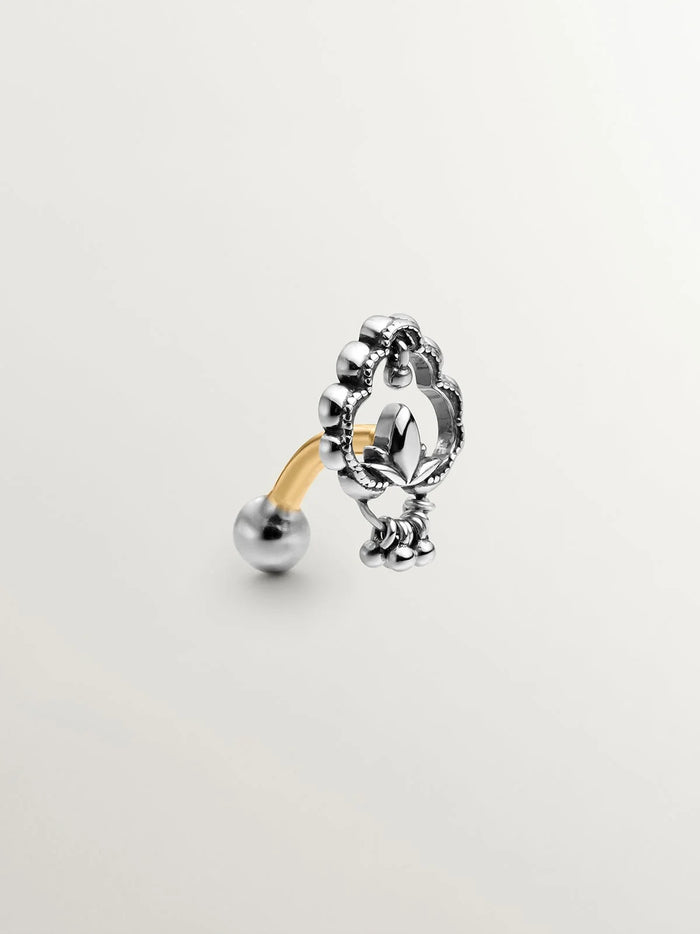 Piercing del ombligo de plata 925 y oro amarillo de 9K con cachemir