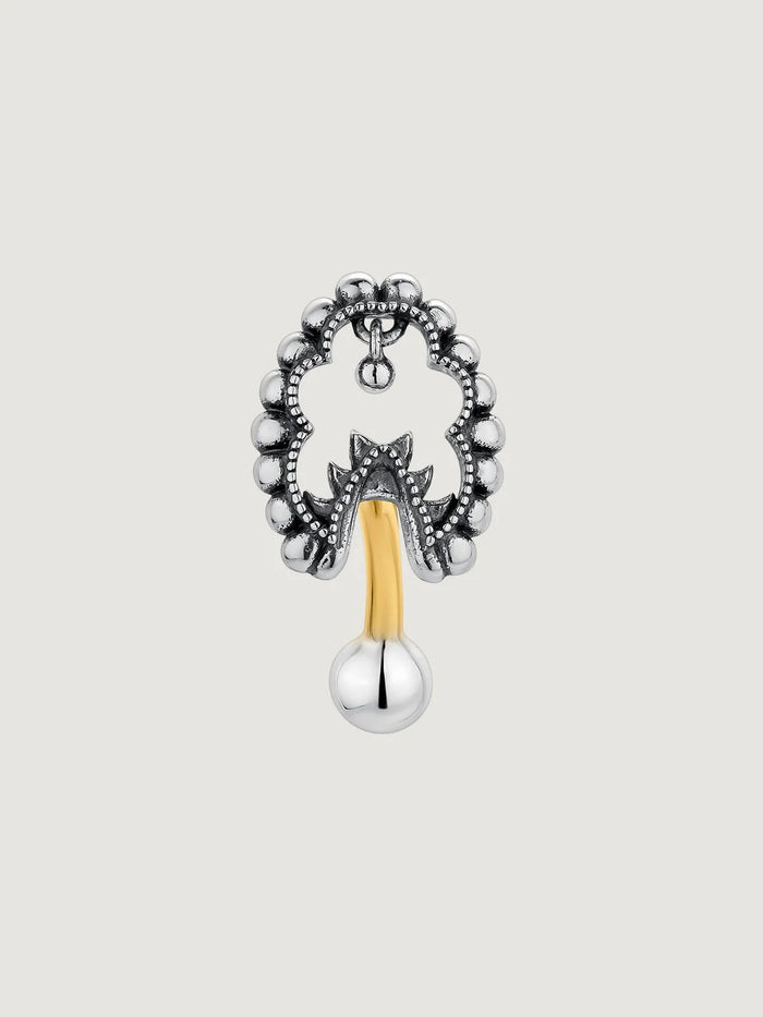 Piercing del ombligo de plata 925 y oro amarillo de 9K con cachemir