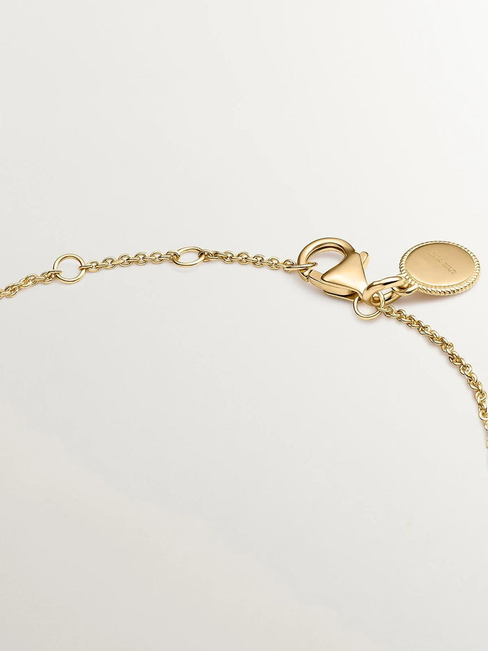 Pulsera de plata 925 bañada en oro amarillo de 18K con esmalte de colores y número cinco
