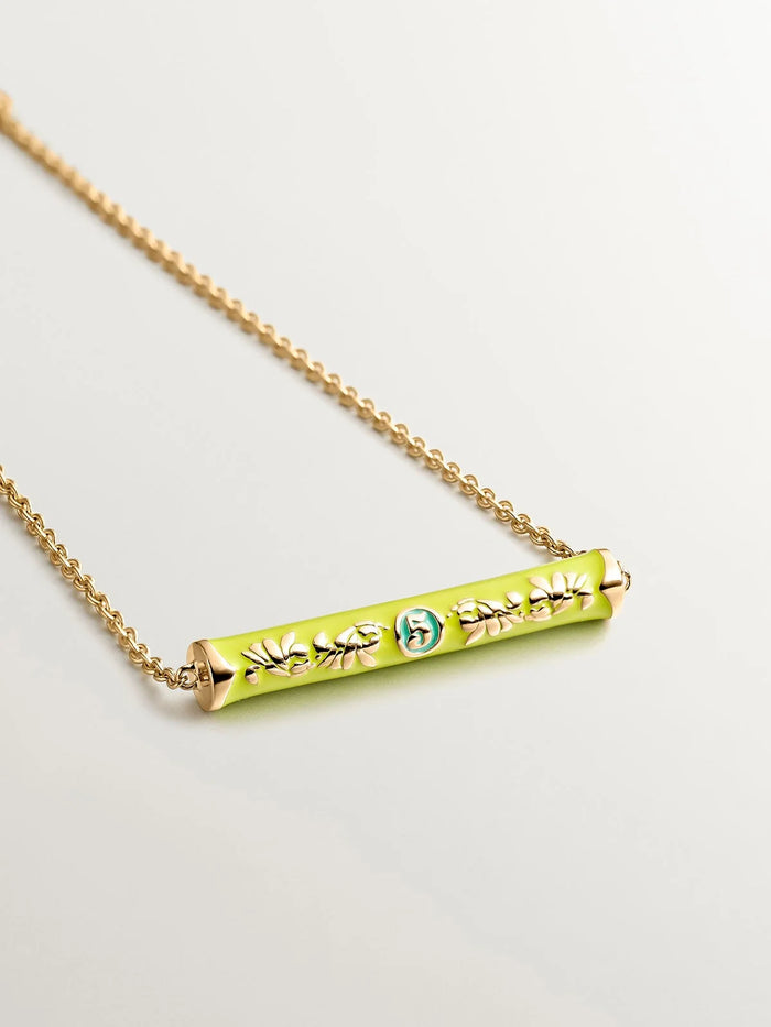 Pulsera de plata 925 bañada en oro amarillo de 18K con esmalte amarillo