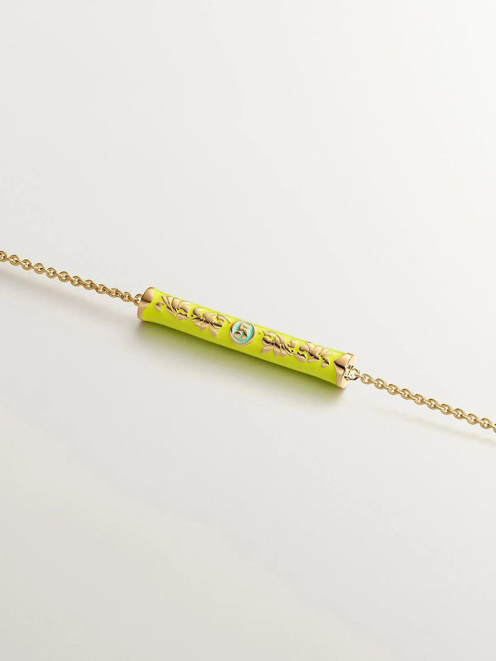 Pulsera de plata 925 bañada en oro amarillo de 18K con esmalte amarillo