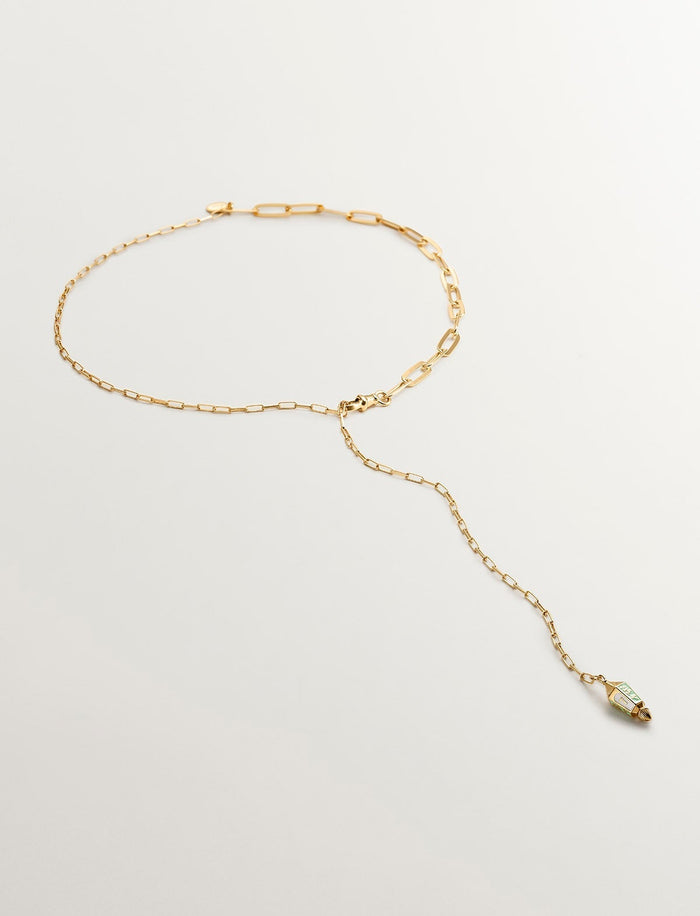 Collar de eslabones ajustable de plata bañada en oro de 18kt con motivo de números