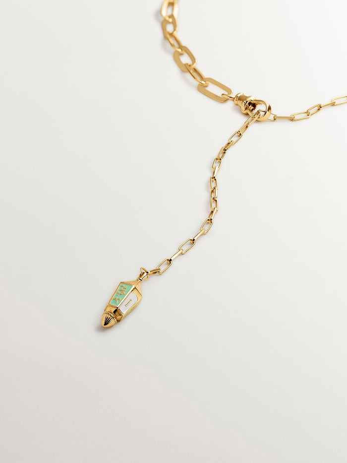 Collar de eslabones ajustable de plata bañada en oro de 18kt con motivo de números