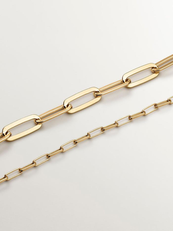Collar de eslabones ajustable de plata bañada en oro de 18kt con motivo de números