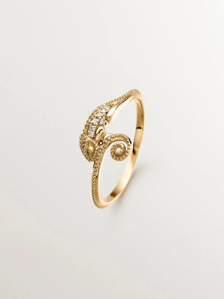 Anillo camaleón de oro amarillo de 18kt con diamantes