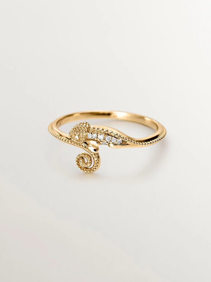 Anillo camaleón de oro amarillo de 18kt con diamantes