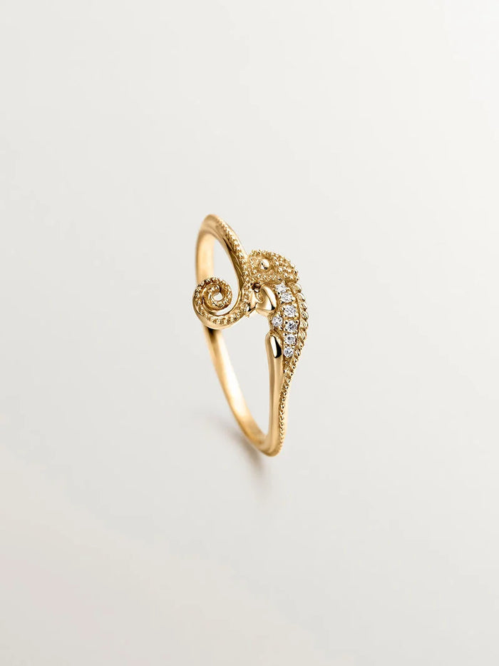 Anillo camaleón de oro amarillo de 18kt con diamantes