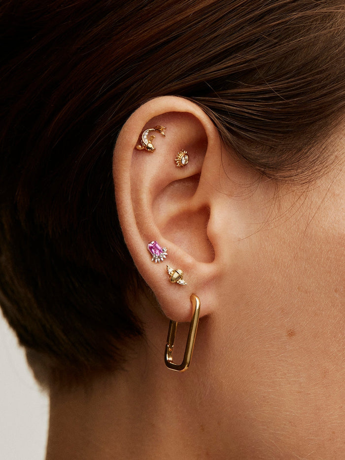 Piercing chatón de oro amarillo de 18K con diamante