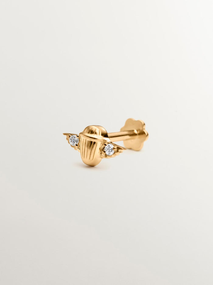 Piercing de oro amarillo de 18K con diamantes y forma de escarabajo