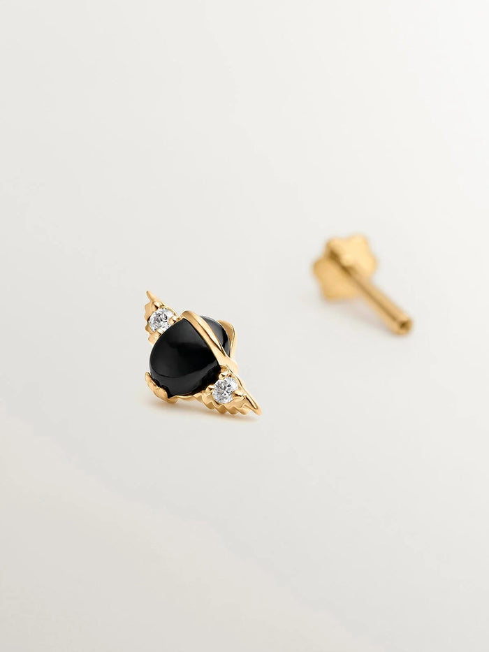 Piercing de oro amarillo de 18K con forma de escarabajo con ónix y diamantes