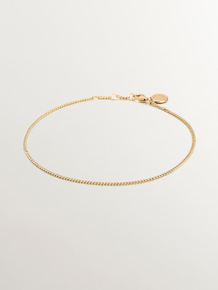 Tobillera cadena de plata bañada en oro amarillo de 18kt