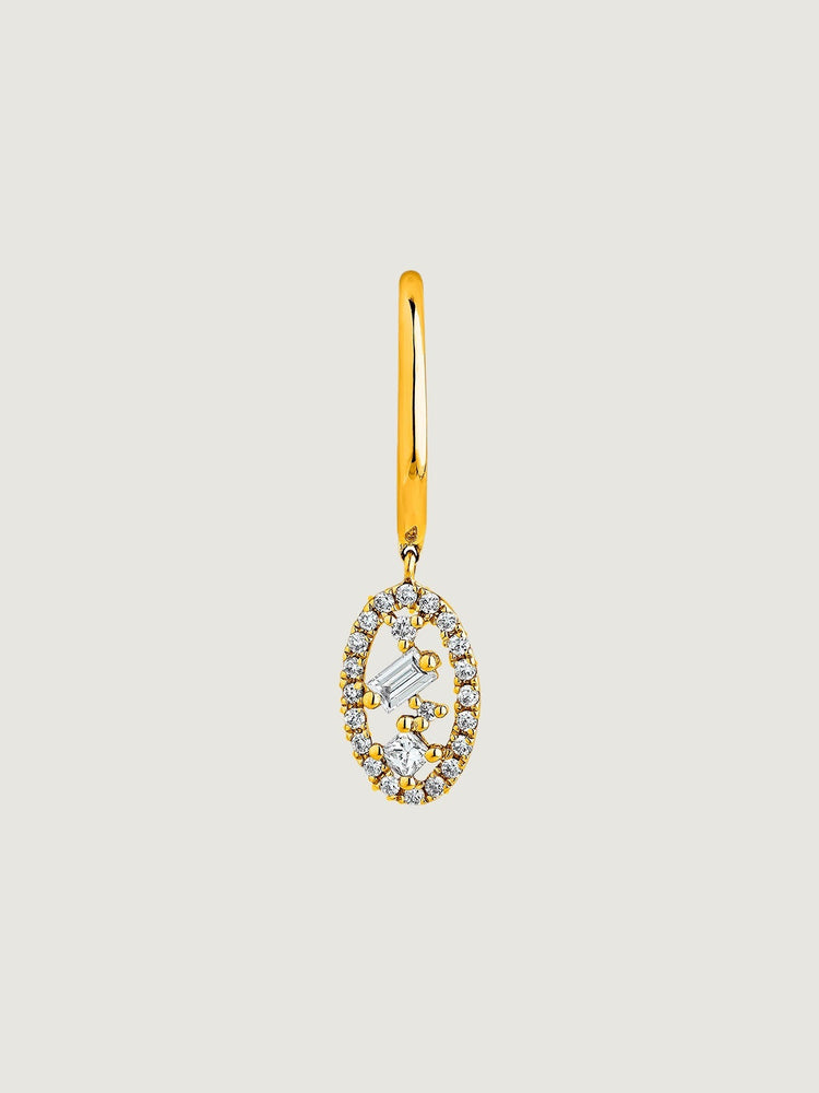 Pendiente individual de oro amarillo de 18K con diamantes