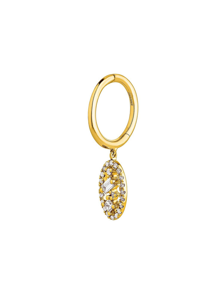 Pendiente individual de oro amarillo de 18K con diamantes
