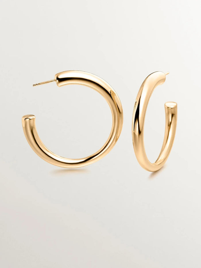 Pendientes de aro grandes de plata 925 bañada en oro amarillo de 18K