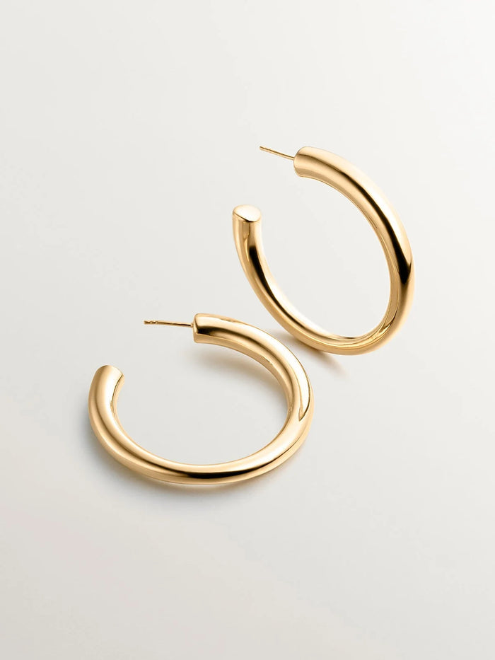 Pendientes de aro grandes de plata 925 bañada en oro amarillo de 18K