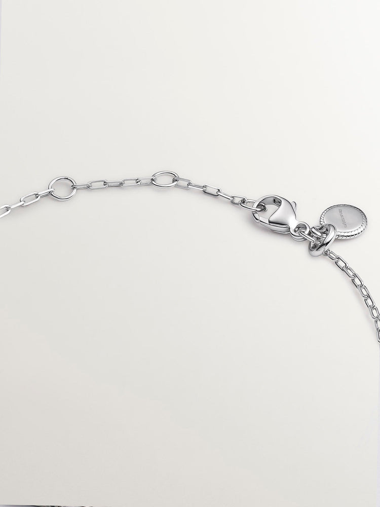 Pulsera eslabones roló de plata con piedras espinelas negras
