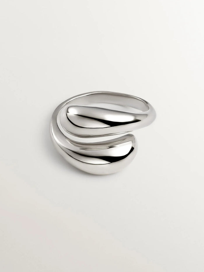 Anillo Tú y Yo de plata 925 con forma de espiral abombada