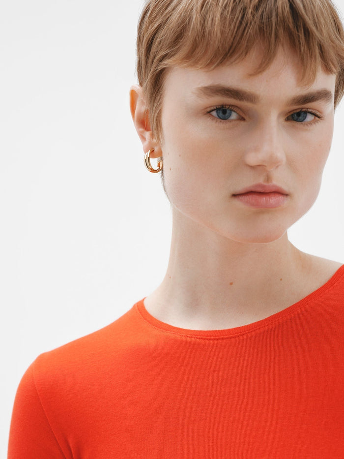 Pendientes de aro doble medianos de plata 925 bañada en oro amarillo de 18K