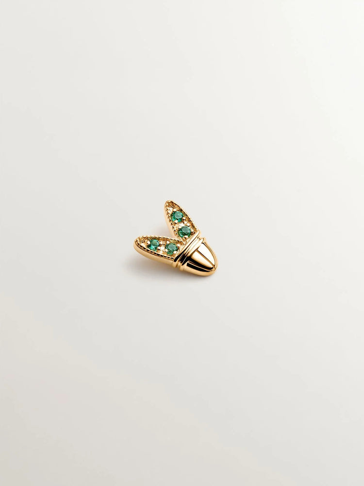 Piercing de oro amarillo de 18K con esmeraldas y forma de alas