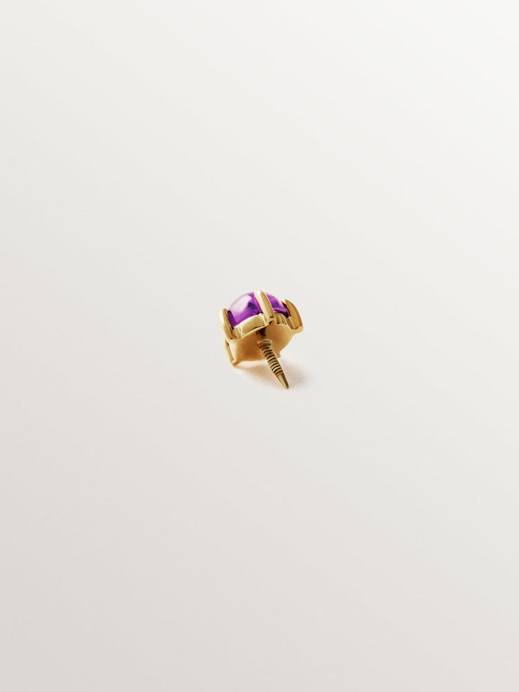 Piercing de oro amarillo de 18K con amatista morada