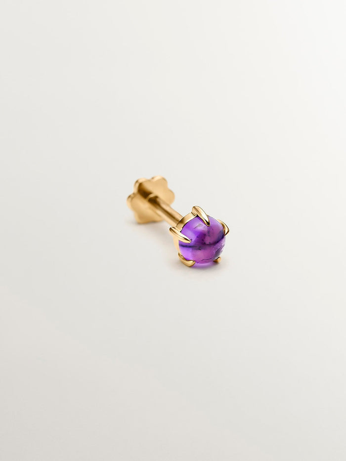 Piercing de oro amarillo de 18K con amatista morada