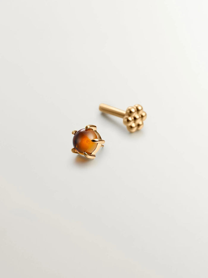 Pendiente individual de oro de 18K con citrino naranja