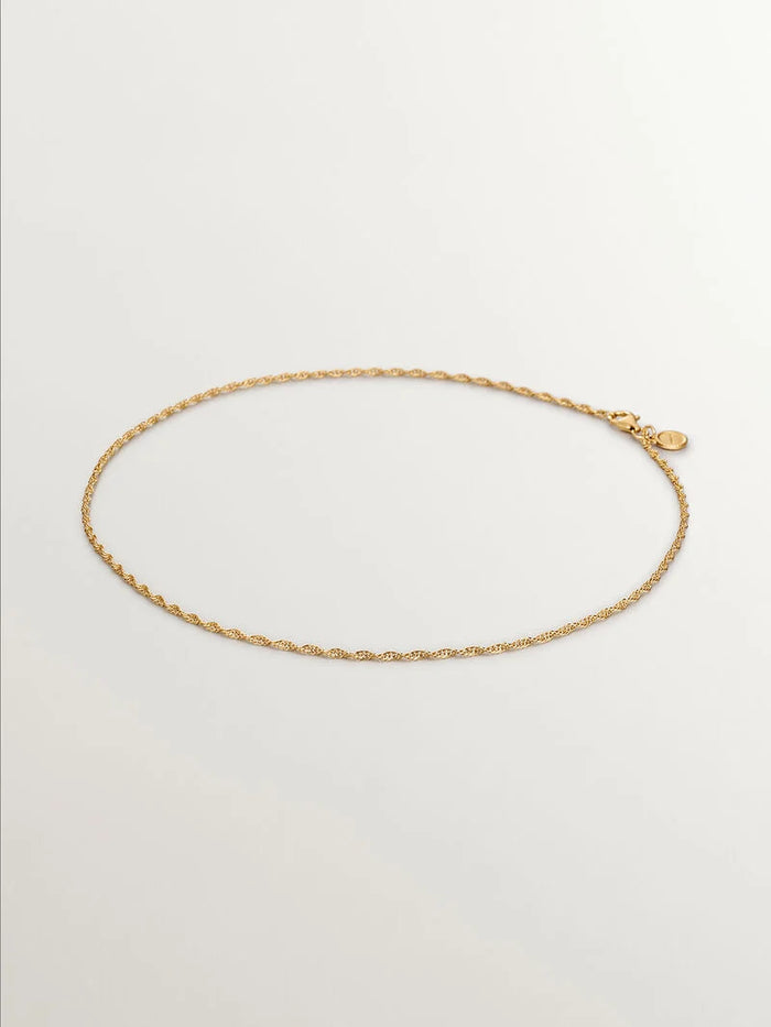 Cadena de eslabones rope de plata 925 bañada en oro amarillo de 18K