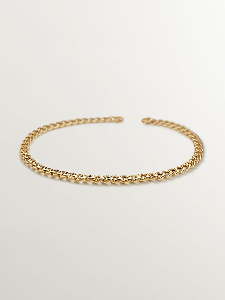 Cadena eslabones barbados de plata bañada en oro amarillo de 18kt
