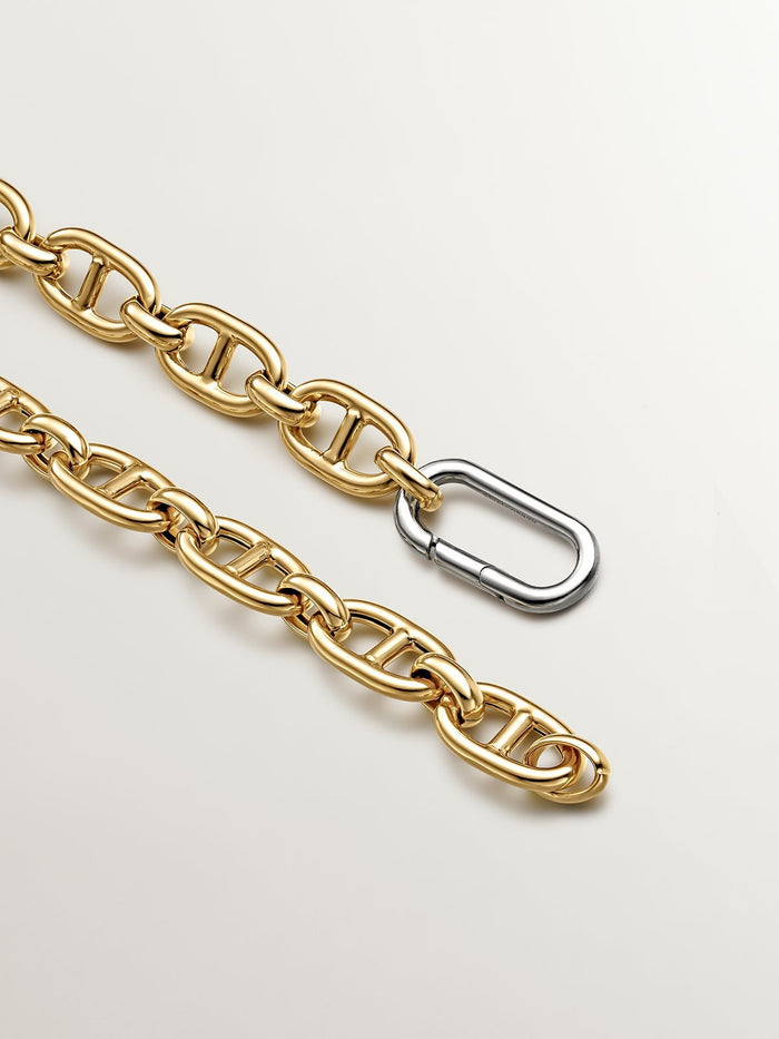 Cadena eslabones calabrote de plata bañada en oro amarillo de 18kt