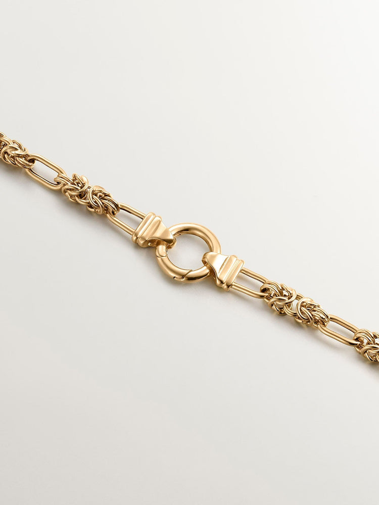 Cadena eslabones combinados de plata bañada en oro amarillo de 18kt