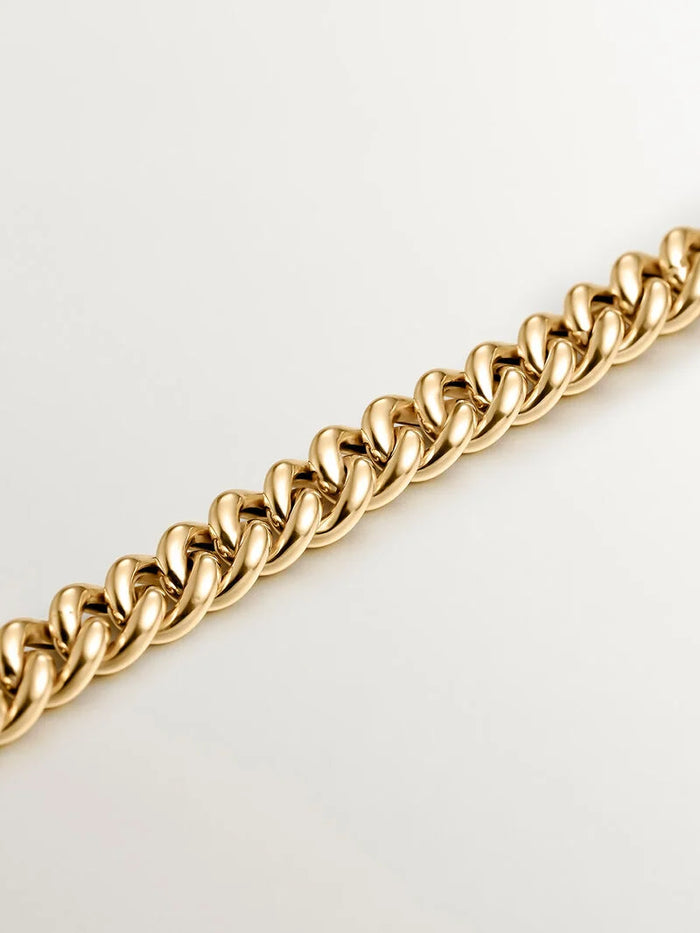 Pulsera de cadena eslabones barbados de plata bañada en oro amarillo de 18kt