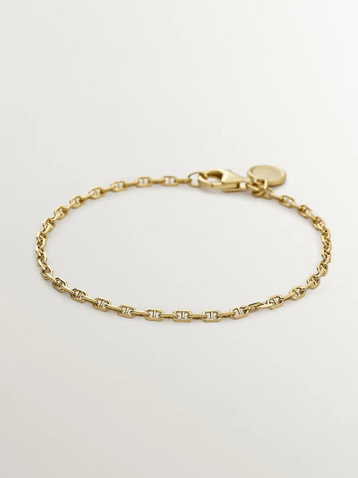 Pulsera de eslabones de plata 925 bañada en oro amarillo de 18K