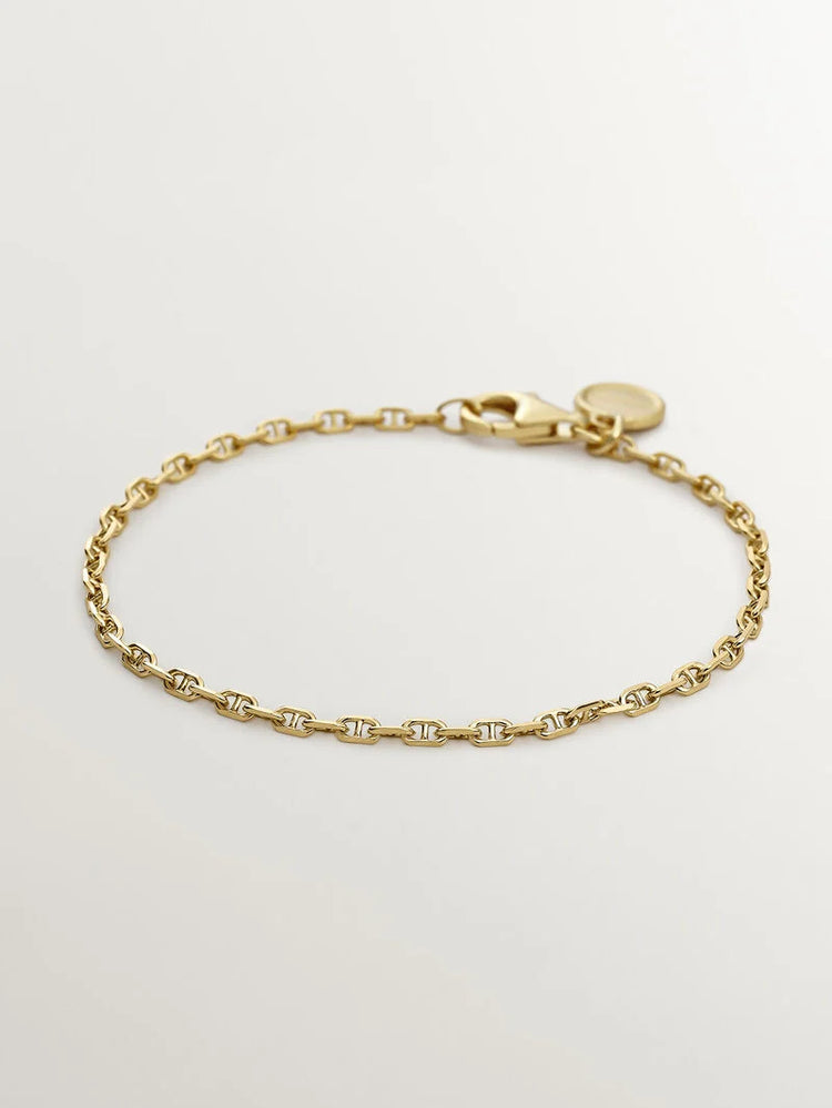 Pulsera de eslabones de plata 925 bañada en oro amarillo de 18K