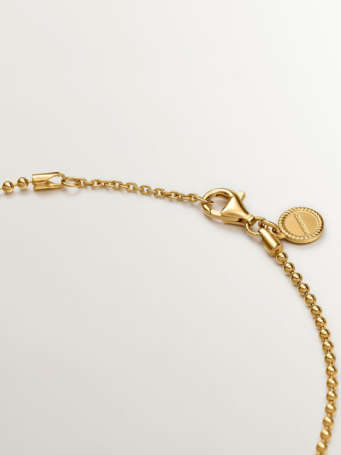 Collar de plata 925 bañada en oro amarillo de 18K con amatista morada y ágata rosa