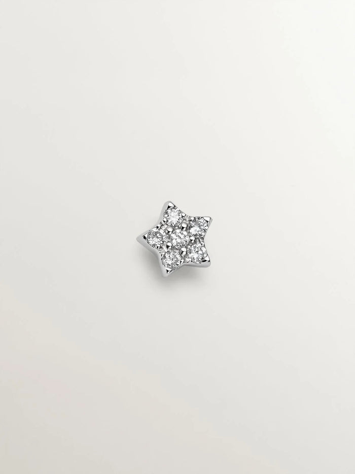 Pendiente individual de oro blanco de 18K con diamantes