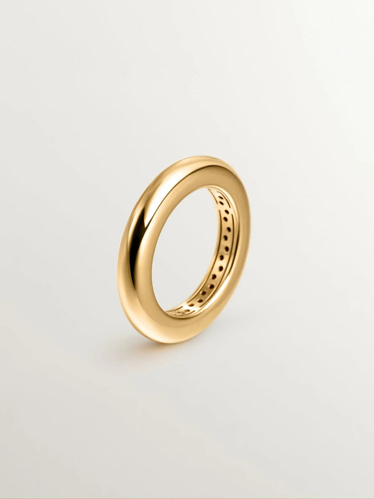 Anillo grueso de plata 925 bañada en oro amarillo de 18K