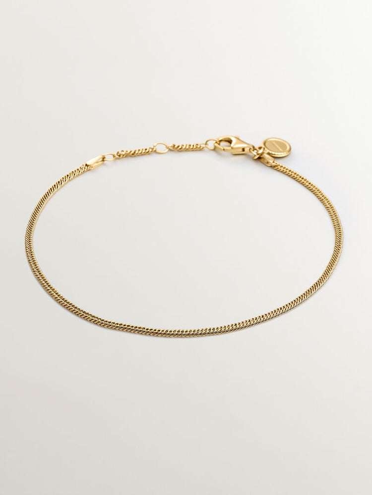 Pulsera tobillera de eslabones de plata 925 bañada en oro amarillo de 18K